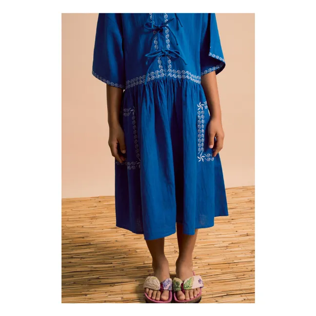 Vestido bordado Voiles | Azul