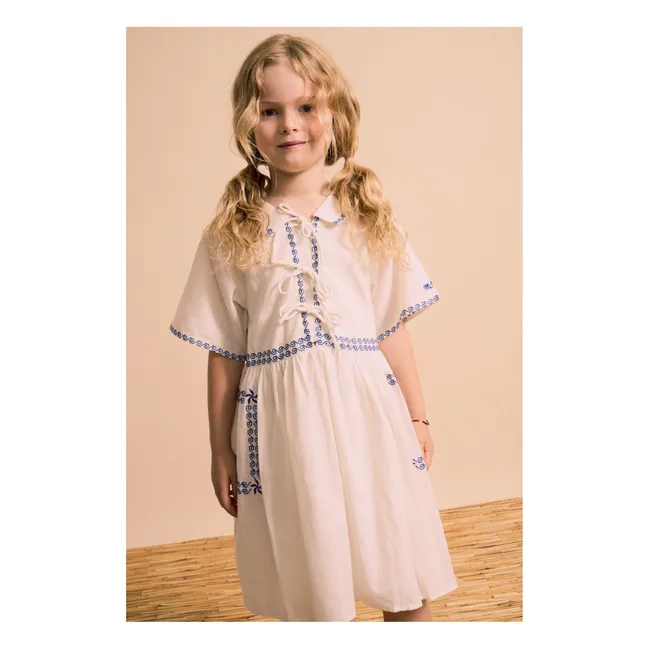 Voiles Embroidered Dress | White