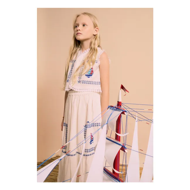 Gilet Brodé Voiles | Blanc