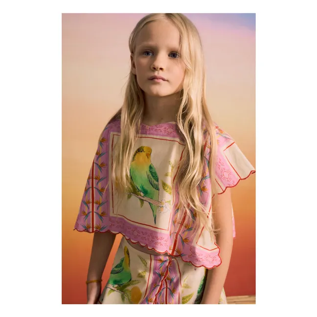 Top Patchwork Oiseaux | Rose