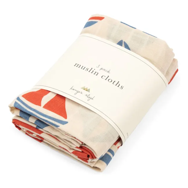 Ahoy organic cotton diapers - Set of 3 | Red