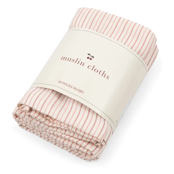 Langes en coton bio Stipie - Set de 3 | Rose- Image produit n°1