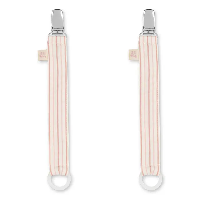 Stripie pacifier clips - Set of 2 | Pink