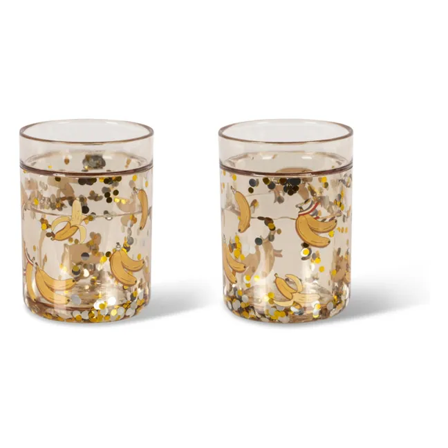 Gobelets glitter Bananas - Set de 2 | Jaune