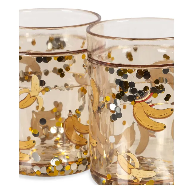 Gobelets glitter Bananas - Set de 2 | Jaune