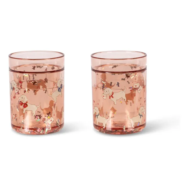 Gobelets glitter Woof - Set de 2 | Rose