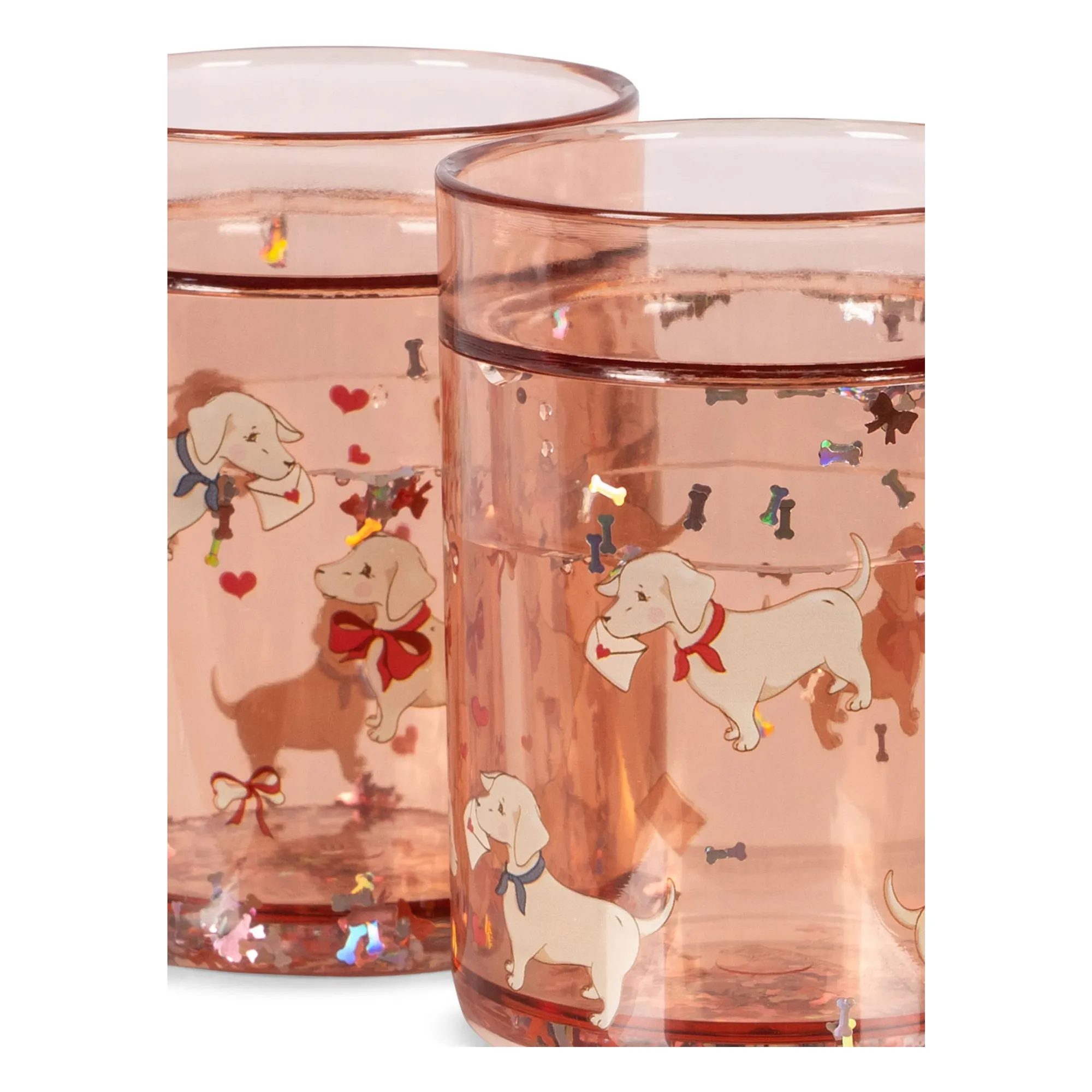 Gobelets glitter Woof - Set de 2 | Rose- Image produit n°1