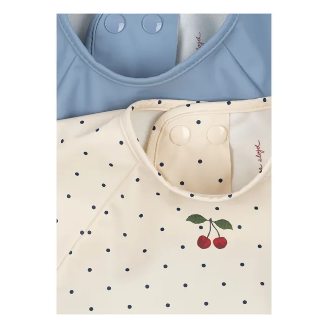 Bavoirs à manches Navy Dots - Set de 2 | Bleu