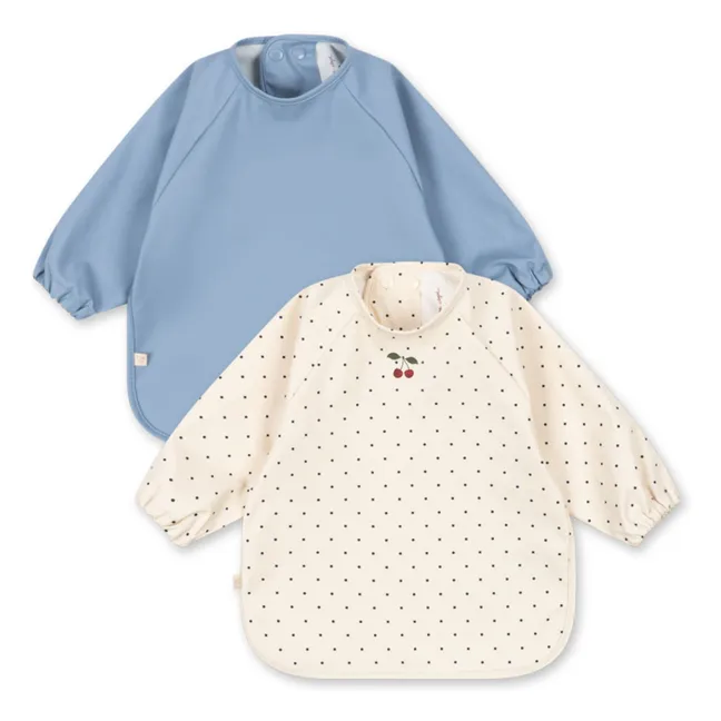 Bavoirs à manches Navy Dots - Set de 2 | Bleu