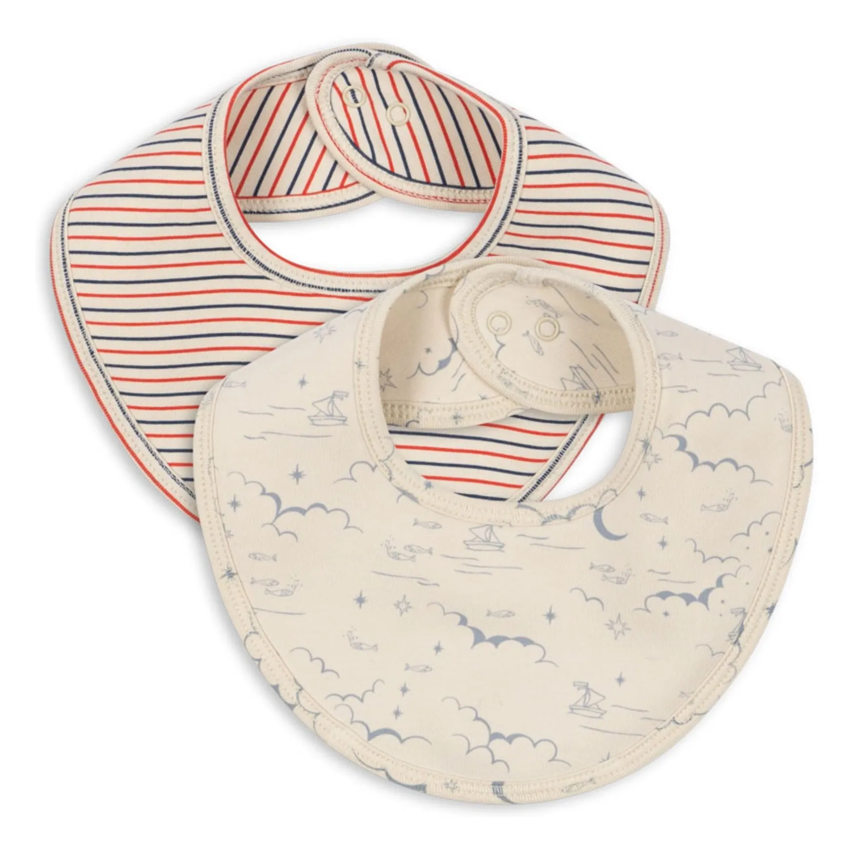 Konges Sløjd Beige Marino Bandana Bibs - Set Of 2