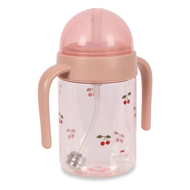 Taza con pajita de cereza | Rosa