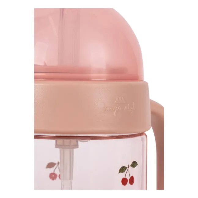 Taza con pajita de cereza | Rosa
