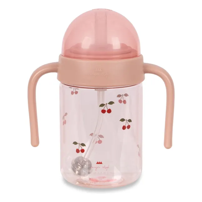 Taza con pajita de cereza | Rosa