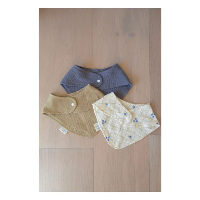 Babero bandana arándanos de algodón orgánico - Lote de 3