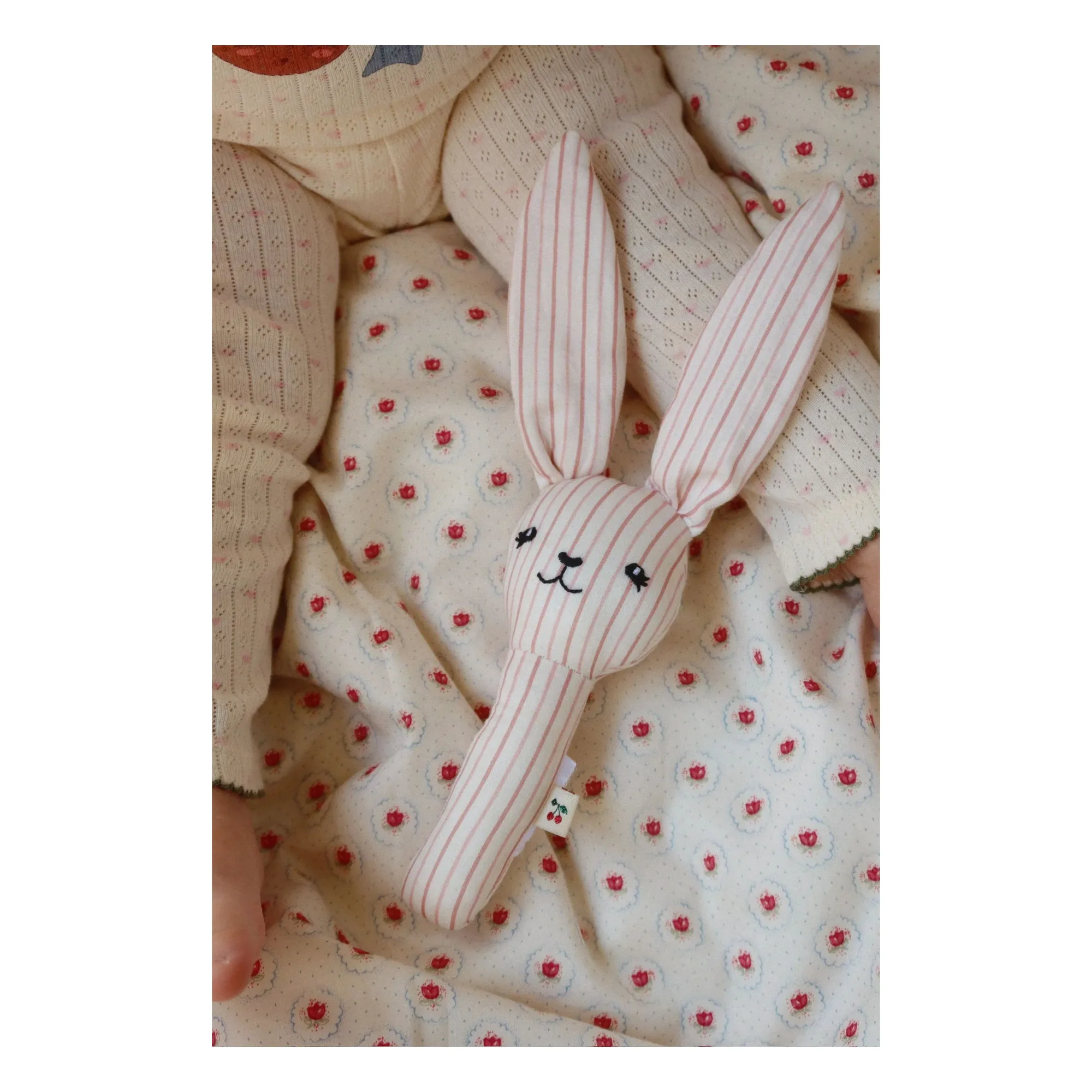 Hochet Bunny Stripie | Rose- Image produit n°1