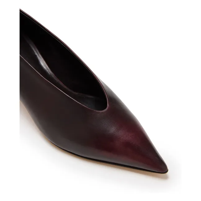 Kitten leather pumps | Burgundy