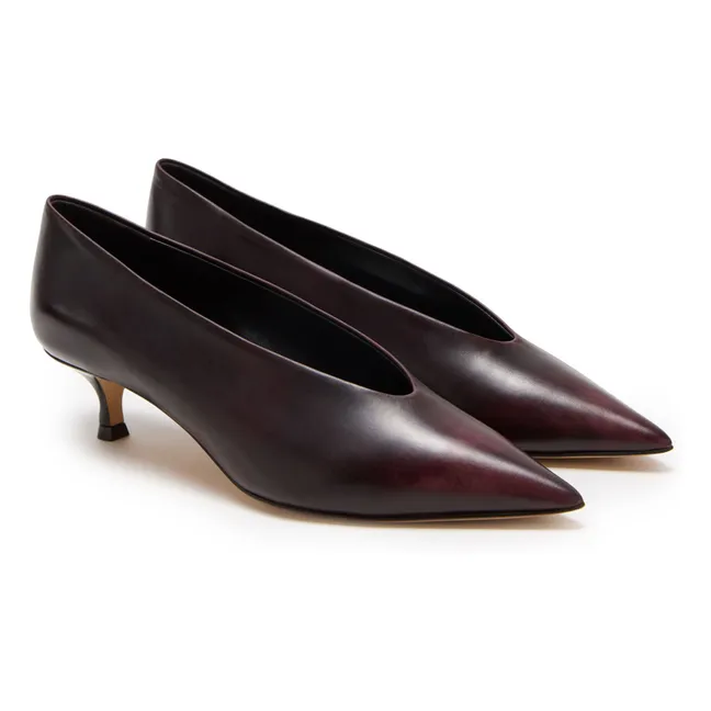 Kitten leather pumps | Burgundy