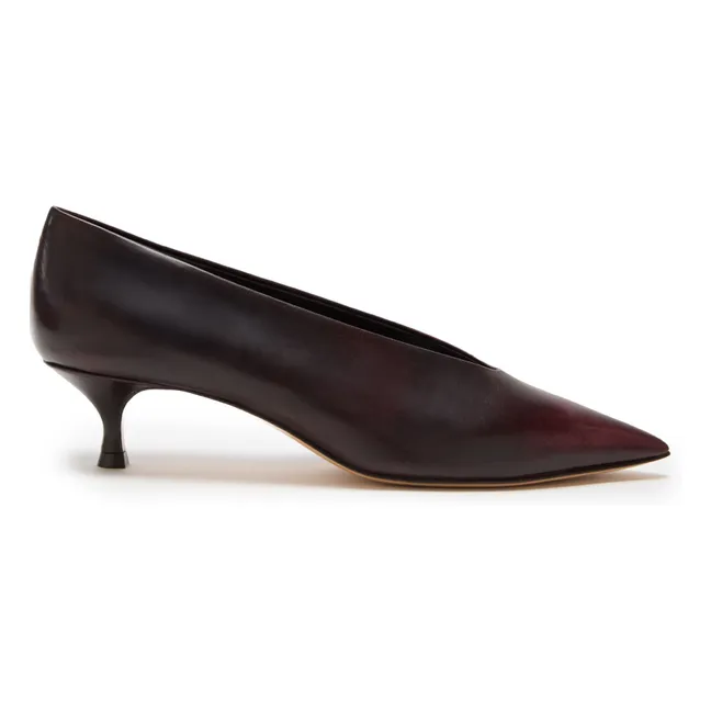 Kitten leather pumps | Burgundy