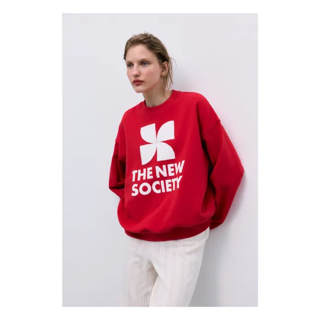 Felpa in cotone con logo TNS | Rosso
