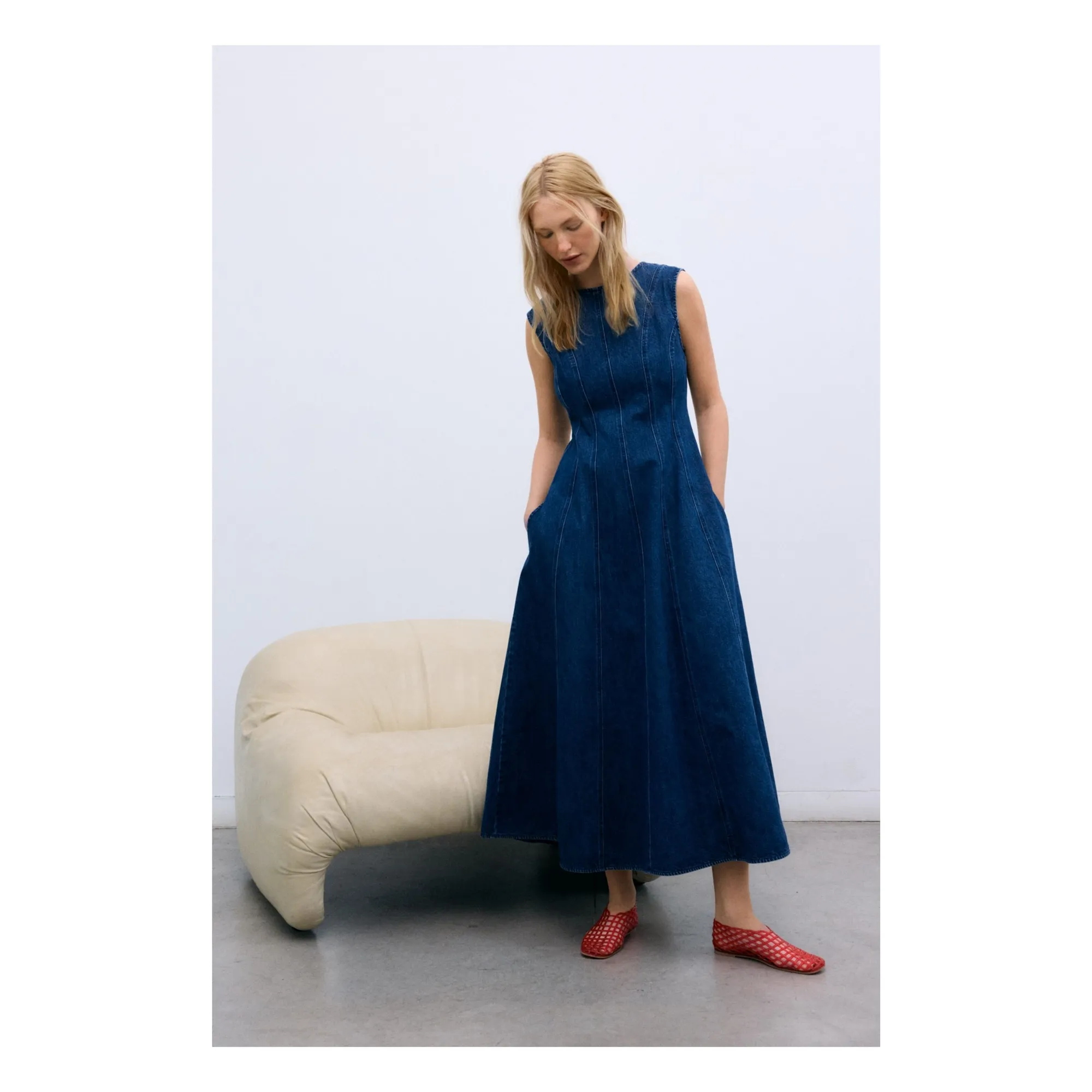 Robe Denim Coton | Bleu jean- Image produit n°1