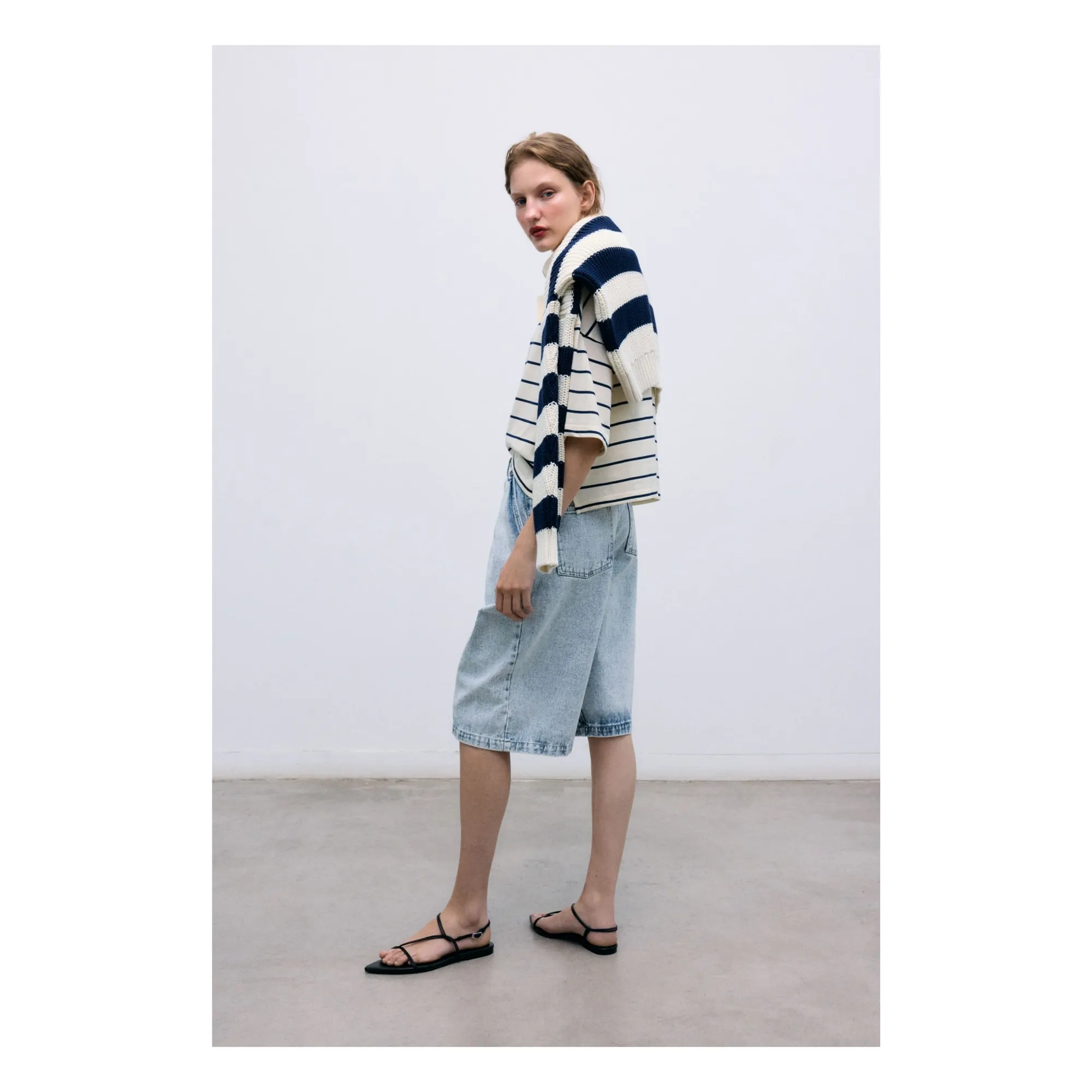 Pull Rayures Musa Coton | Bleu nuit- Image produit n°4