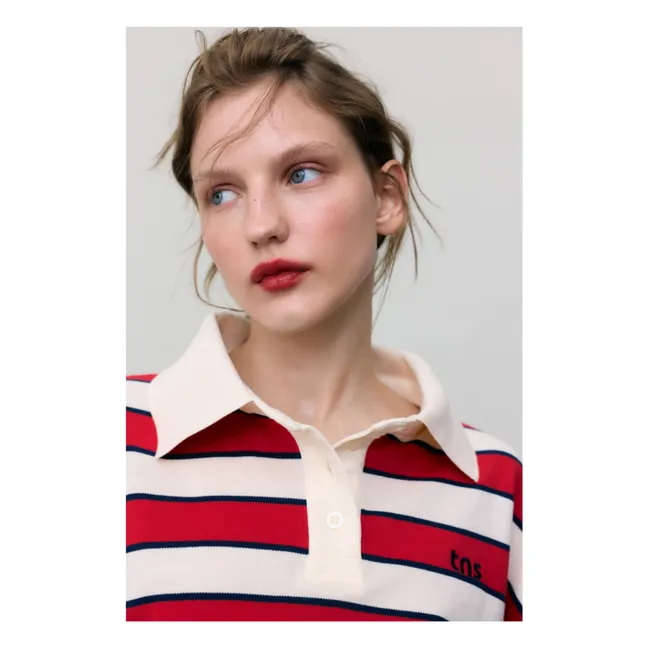 Polo Rayures Acacia Coton | Rouge