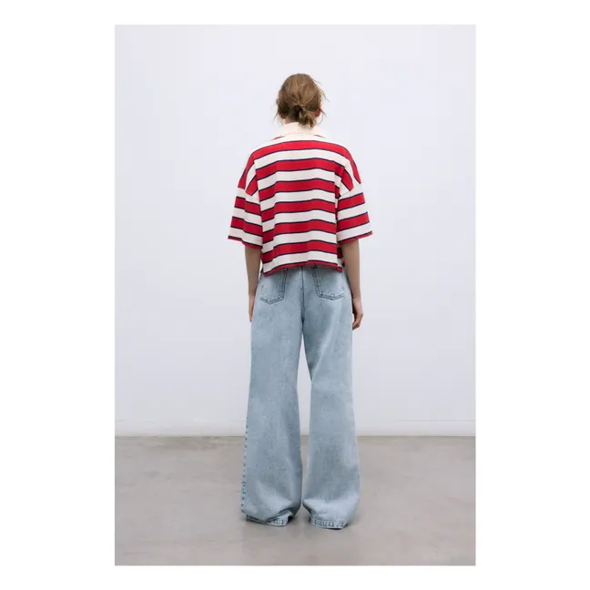 Polo Rayures Acacia Coton | Rouge