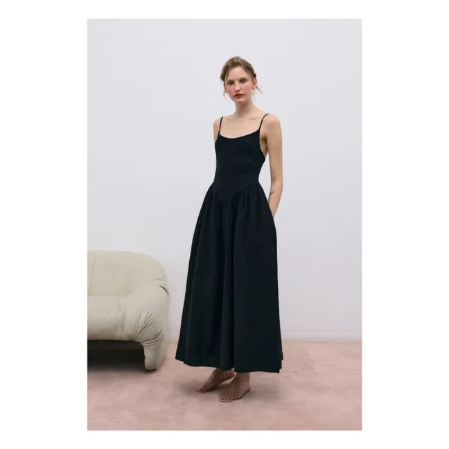 Vestido Lippia de algodón y lino | Negro