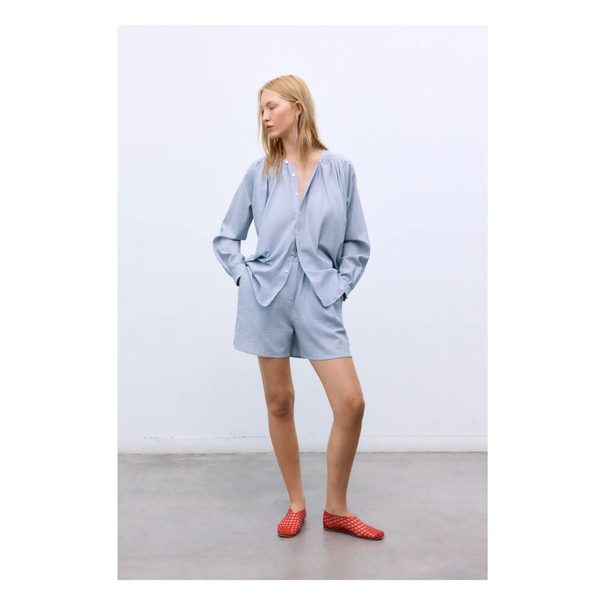 Jupe Short Cloe Coton | Bleu ciel- Image produit n°1