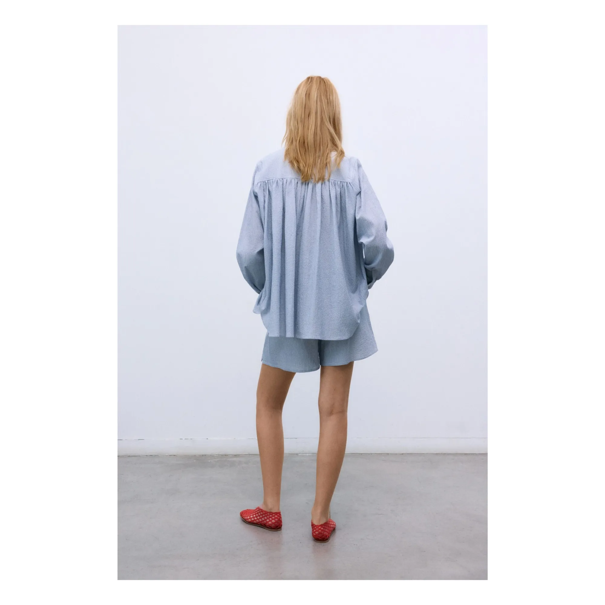Jupe Short Cloe Coton | Bleu ciel- Image produit n°5