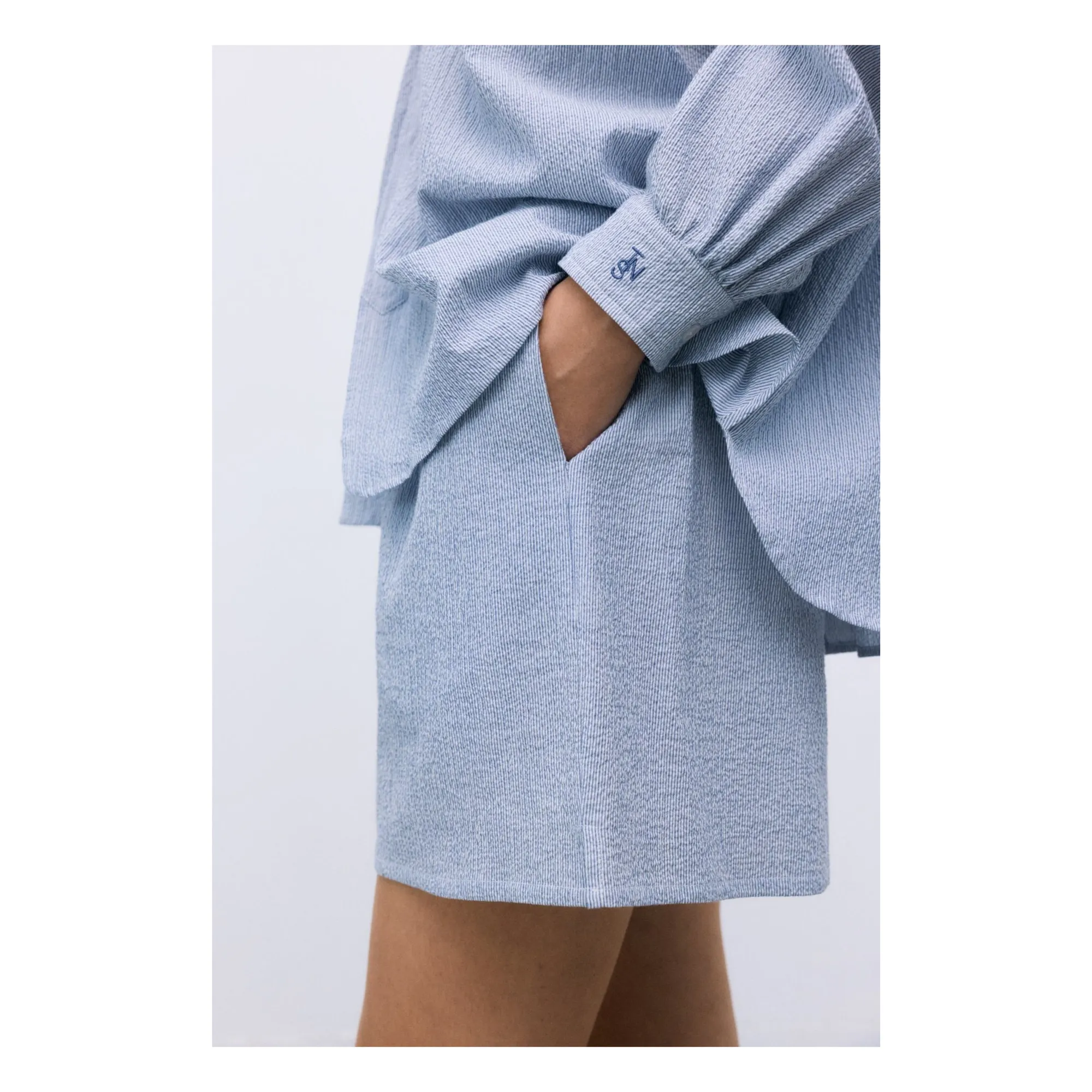 Jupe Short Cloe Coton | Bleu ciel- Image produit n°4