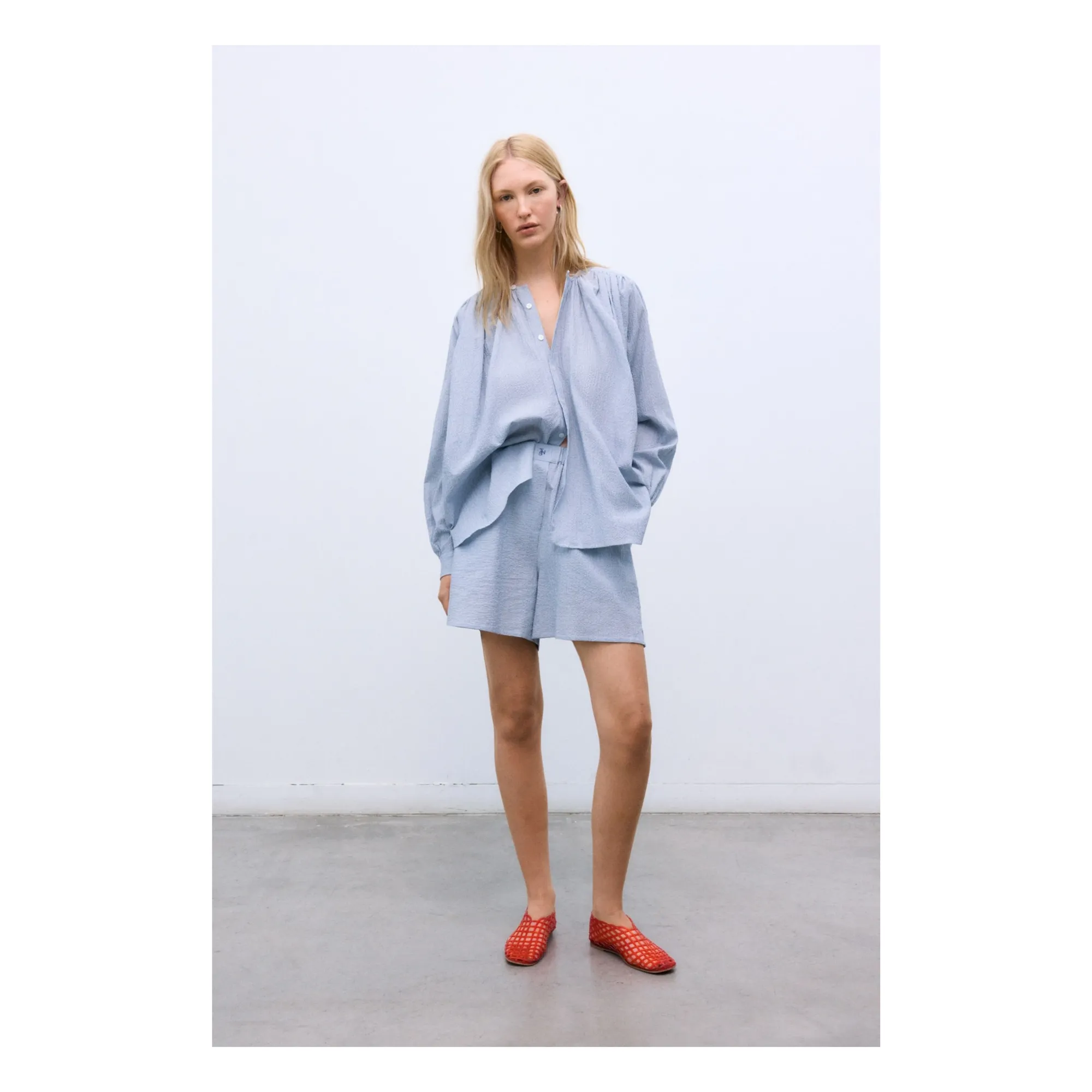 Jupe Short Cloe Coton | Bleu ciel- Image produit n°2