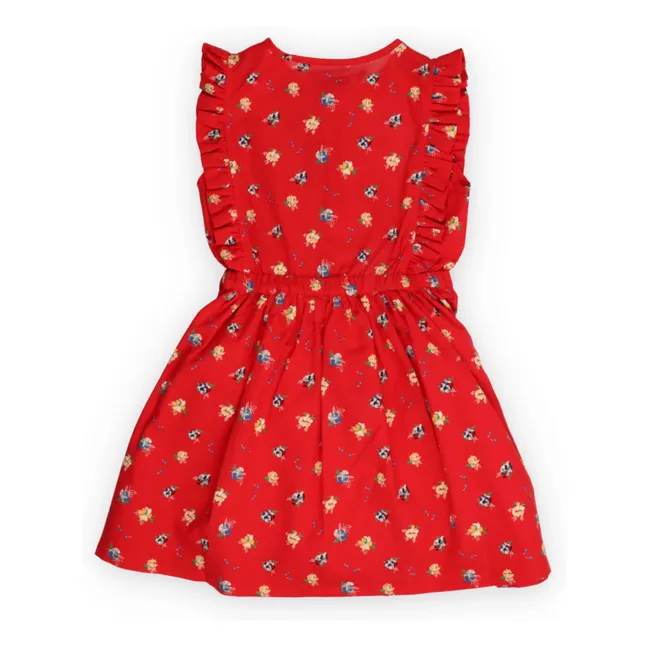 Robe Amapola Fleurie Coton Bio | Rouge