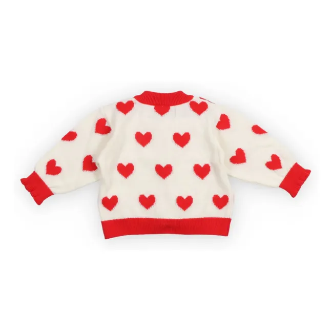 Cardigan Jacquard Maqui Cœurs | Blanc
