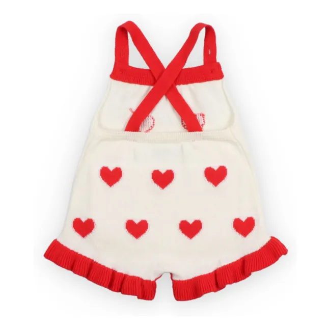 Maqui Hearts Jacquard romper | White