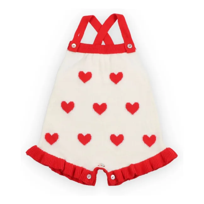 Maqui Hearts Jacquard romper | White