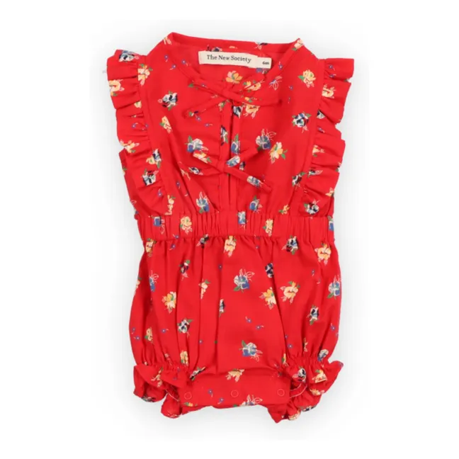 Pelele floral anudado Amapola | Rojo