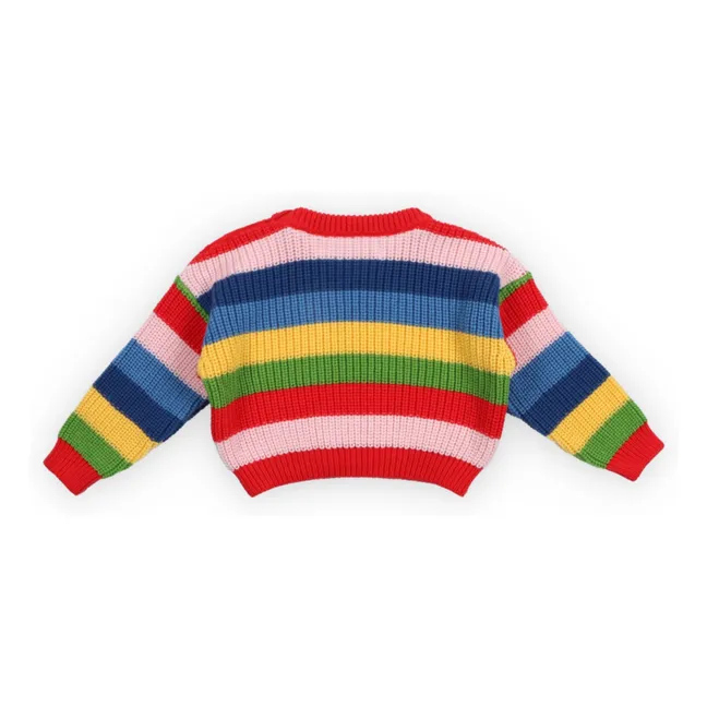 Pull Canela Rayé Coton Bio | Rouge
