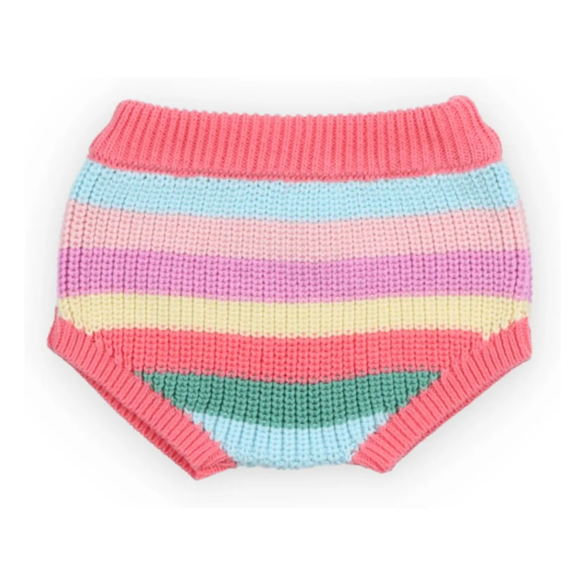 The New Society Pink Canela Striped Organic Cotton Knit Bloomer
