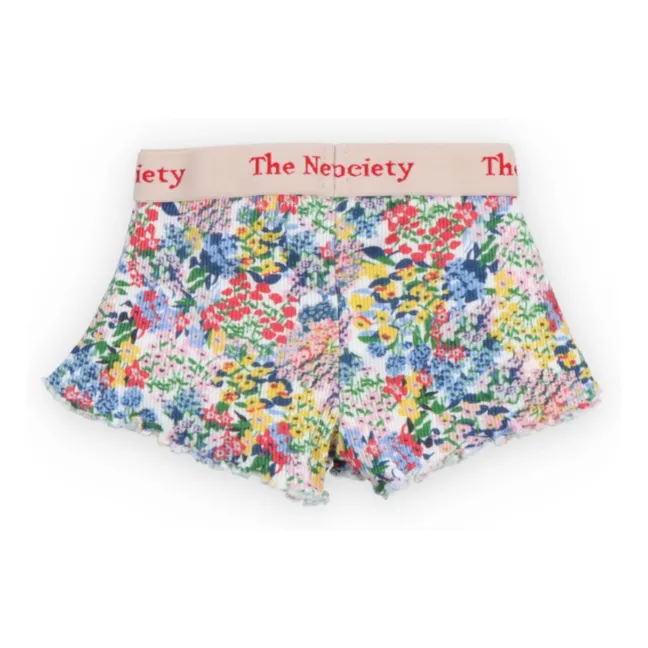 Verbena Floral Ribbed Baby Shorts | Blue