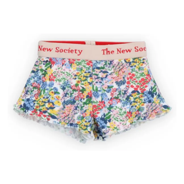 Verbena Floral Ribbed Baby Shorts | Blue