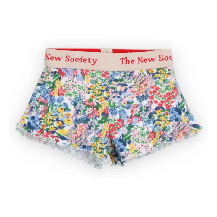 Verbena Floral Ribbed Baby Shorts | Blue- Product image n°0