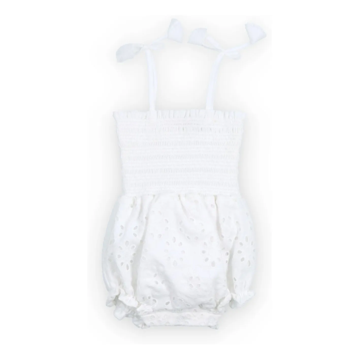 The New Society White Sakura Embroidery Anglaise Romper
