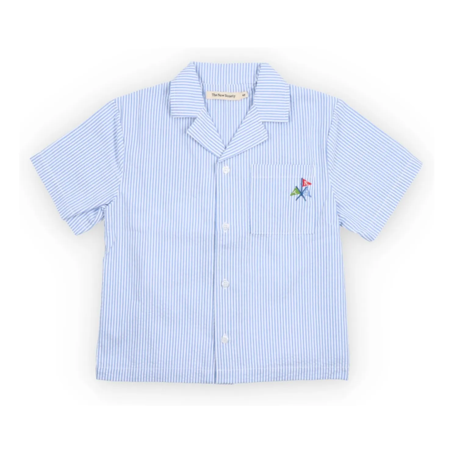 Chemise Almond Rayée Seersucker Lin | Bleu Clair- Image produit n°0