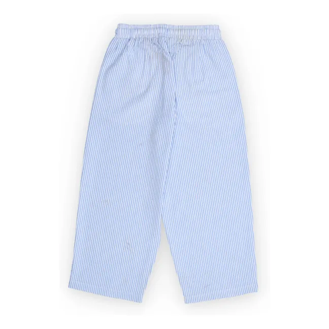 Almond Striped Seersucker Pants | Light Blue