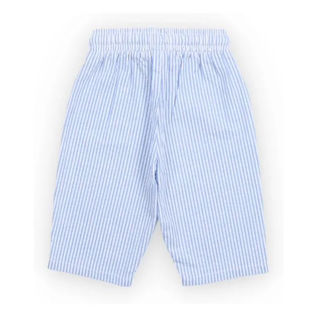 Pantalon Almond Rayé Seersucker Bébé | Bleu Clair