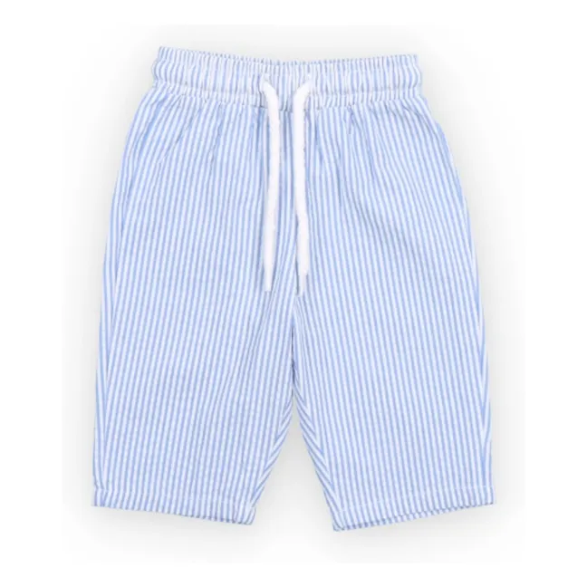 Pantalon Almond Rayé Seersucker Bébé | Bleu Clair