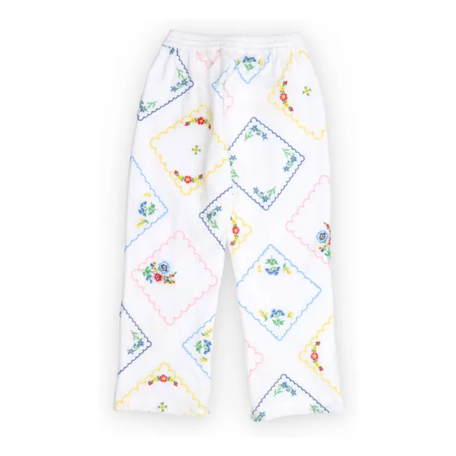 Hose Bestickte Hyazinth Blume | Weiß
