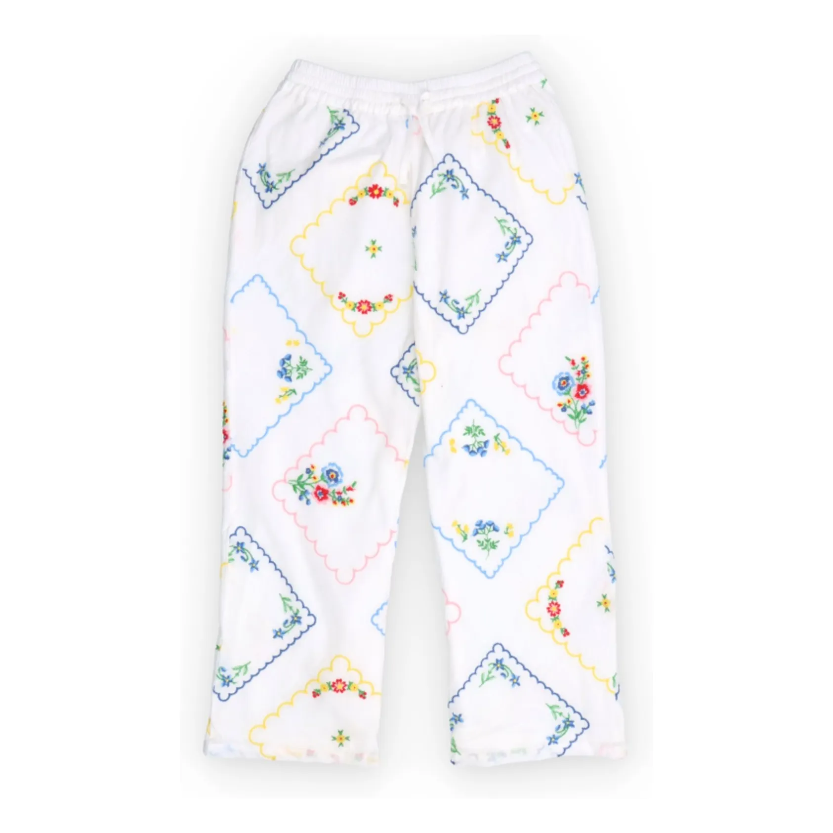 The New Society White Jacinthe Fleuri Embroidered Trousers