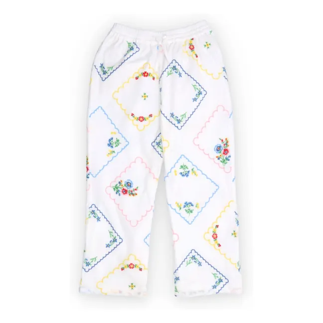 Pantalón Jacinto Bordado Floral | Blanco